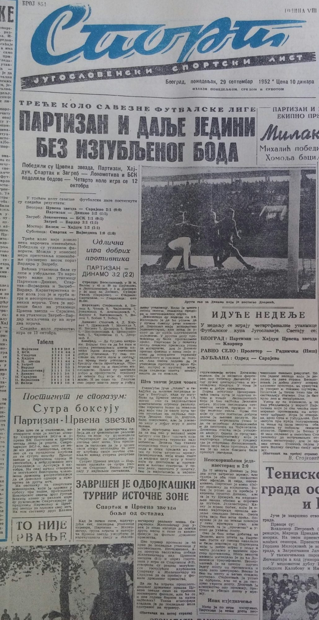 SEZONA 1952/53 28.09.1952.-Partizan-Dinamo-Zg-3-2-scaled